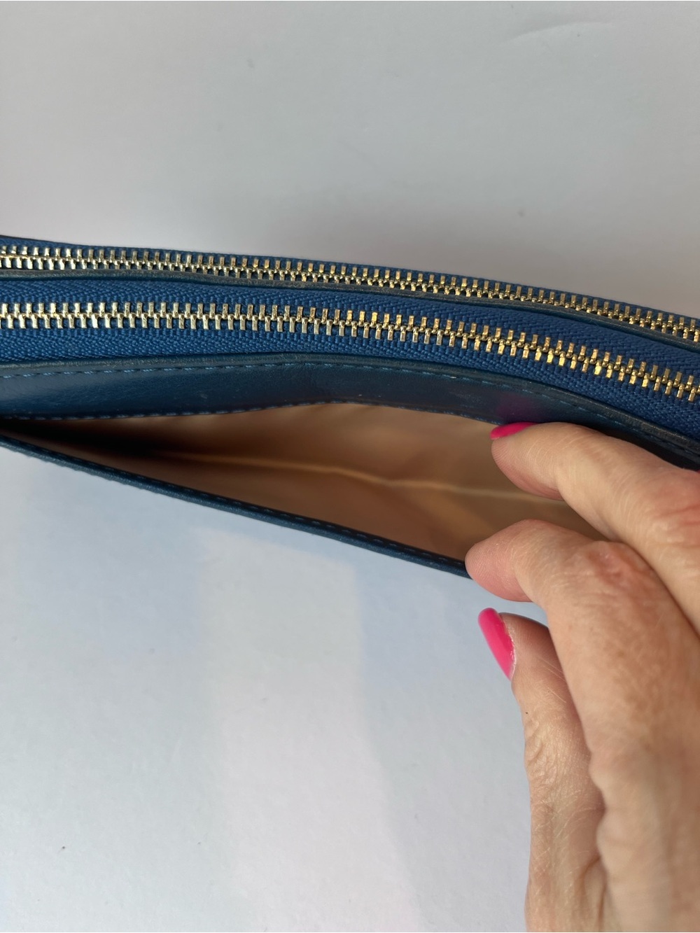Coach Blue Leather Double Zip Wallet Clutch - Picture 4 of 12